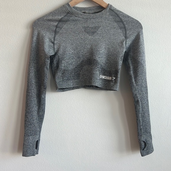 Gymshark Other - Gymshark Womens LONG SLEEVE CROP ACTIVEWEAR TOP in Gray Size Small